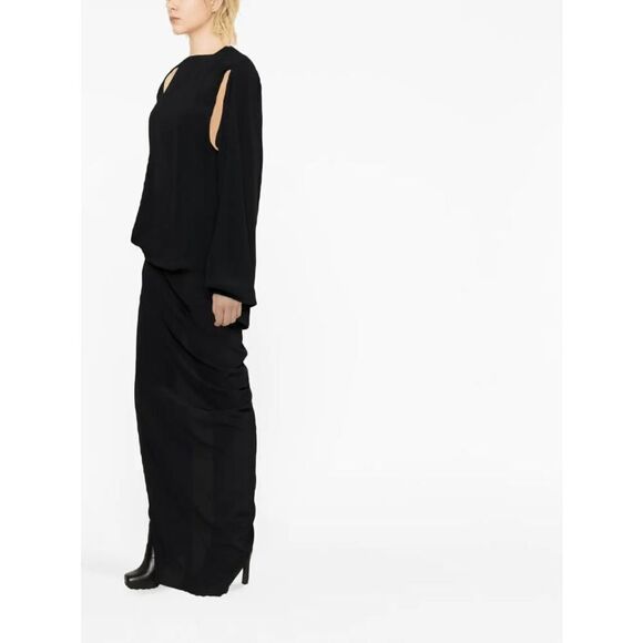 Rick Owens Asymmetric-Design Gathered-Detail Dress Gothic Black Size US 6 - Picture 4 of 13